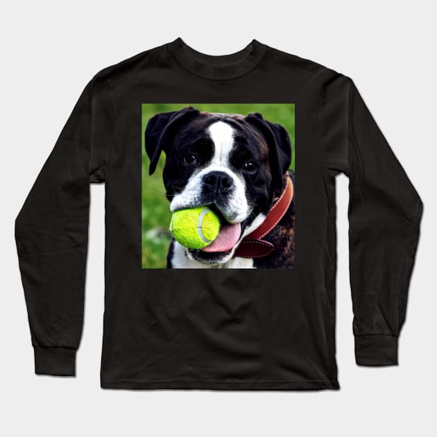 Dog Fetch Ball Long Sleeve T-Shirt by BraaiNinja
